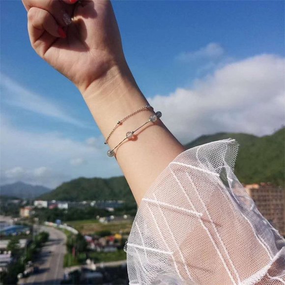 *925 Sterling Silver Layered Moonstone Bracelet - Picture 3 of 11